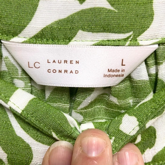 LC Lauren Conrad Green Floral Peasant Cottagecore Large Top Puff Sleeve - Picture 6 of 8
